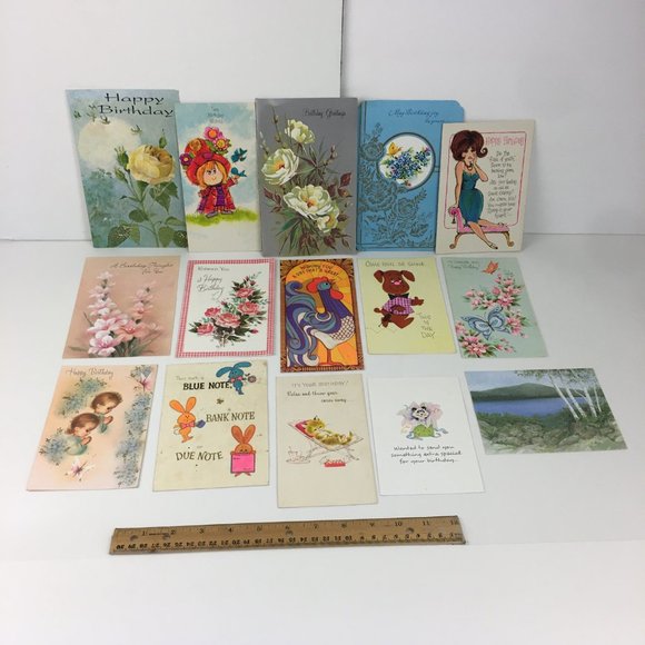 Vtg Lot of 53 Used Birthday Hello Greeting Cards Art Scrapbooking Upcycle Craft - Picture 6 of 11
